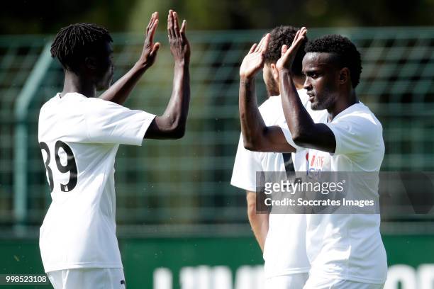 Gaoussou Traore of Amiens SC, Stiven Mendoza of Amiens SC during the Club Friendly match between Amiens SC v UNFP FC at the Centre Sportif Du Touquet...