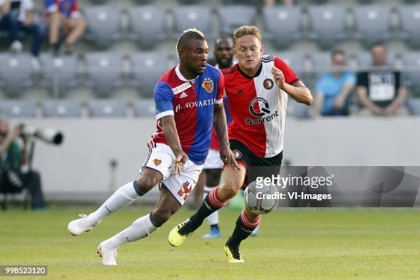, Geoffroy Serey Die of FC Basel, Jens Toornstra of Feyenoord during the Uhrencup match between FC Basel 1893 and Feyenoord at the Tissot Arena on...