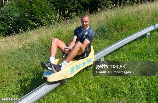 Kenneth Schuermans during team bonding activities during the OHL Leuven training session on July 09, 2018 in Maribor, Slovenia