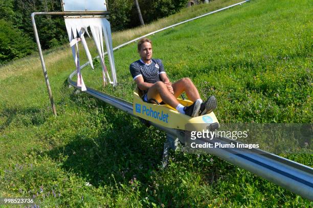 Dimitri Daeseleire during team bonding activities during the OHL Leuven training session on July 09, 2018 in Maribor, Slovenia