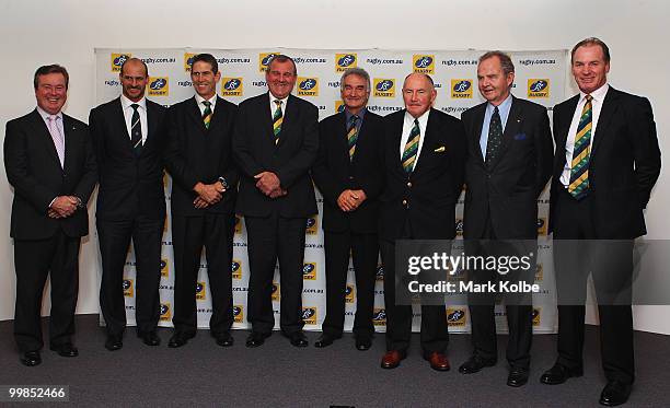 Australian Rugby Union Managing Director and CEO John O'Neill, Wallaby statesmen David Wilson, Roger Gould, Greg Cornelsen, John Brass, Peter...