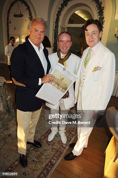 Charles Finch, Tristram Fetherstonhaugh and Nick Foulkes attend Finch's Quarterly Cannes Dinner 2010 at the Hotel du Cap as part of the 63rd Cannes...