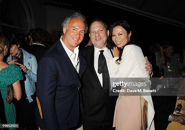 Charles Finch, Harvey Weinstein and Wendi Murdoch attend Finch's Quarterly Cannes Dinner 2010 at the Hotel du Cap as part of the 63rd Cannes Film...