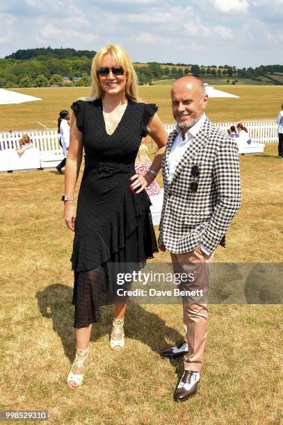 Emma Noble and Sergio Momo attend the Xerjoff Royal Charity Polo Cup 2018 on July 14, 2018 in Newbury, England.
