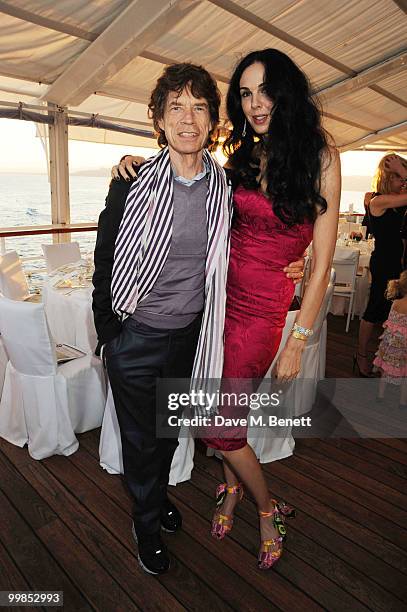 Mick Jagger and L'Wren Scott attend Finch's Quarterly Cannes Dinner 2010 at the Hotel du Cap as part of the 63rd Cannes Film Festival on May 17, 2010...