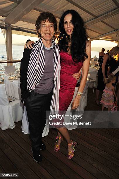 Mick Jagger and L'Wren Scott attend Finch's Quarterly Cannes Dinner 2010 at the Hotel du Cap as part of the 63rd Cannes Film Festival on May 17, 2010...