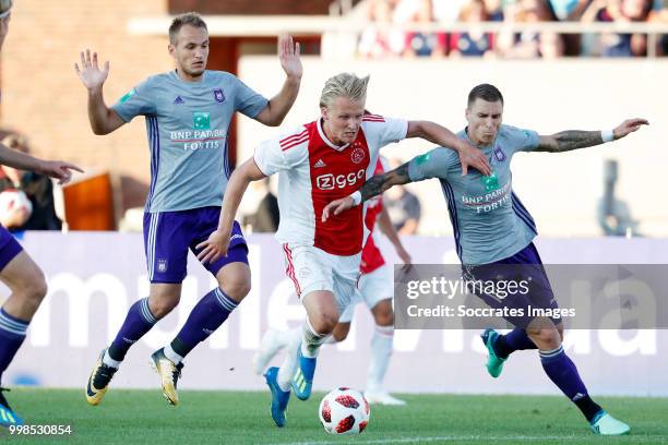 Yevhenii Makarenko of Anderlecht, Kasper Dolberg of Ajax during the Club Friendly match between Ajax v Anderlecht at the Olympisch Stadion on July...