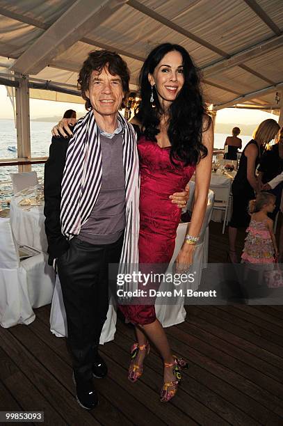 Mick Jagger and L'Wren Scott attend Finch's Quarterly Cannes Dinner 2010 at the Hotel du Cap as part of the 63rd Cannes Film Festival on May 17, 2010...