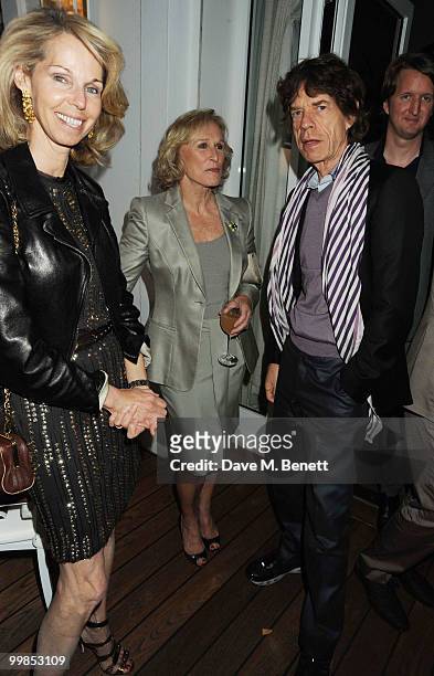 Sharon Harrell, Glenn Close and Mick Jagger attend Finch's Quarterly Cannes Dinner 2010 at the Hotel du Cap as part of the 63rd Cannes Film Festival...