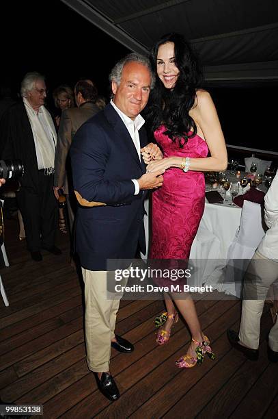 Charles Finch and L'Wren Scott attend Finch's Quarterly Cannes Dinner 2010 at the Hotel du Cap as part of the 63rd Cannes Film Festival on May 17,...