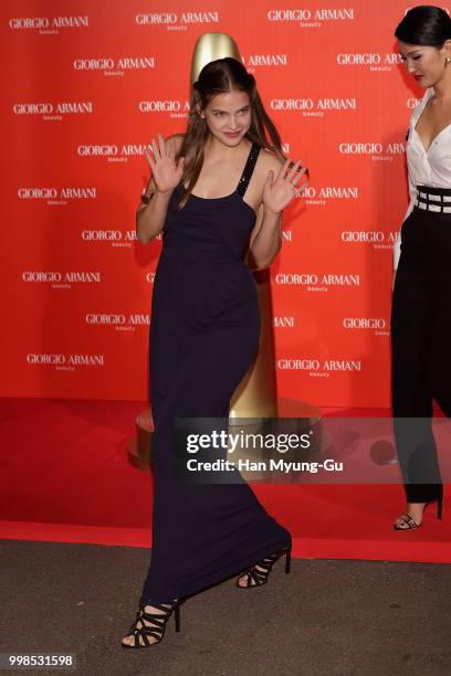 Barbara Palvin attends during a promotional event for the 'GIORGIO ARMANI' Beauty on July 13, 2018 in Seoul, South Korea.