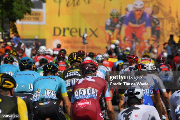 Start / Pavel Kochetkov of Russia and Team Katusha / Arnaud Demare of France and Team Groupama FDJ / Dreux City / Peloton / Landscape / during the...