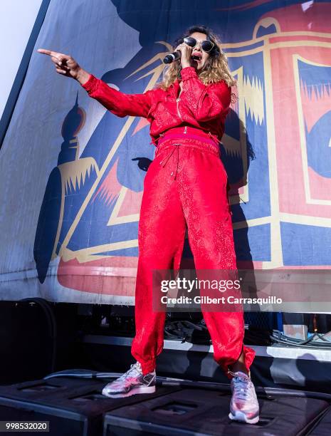 Rapper, singer-songwriter M.I.A. Performs during The Miseducation of Lauryn Hill 20th Anniversary Tour at Festival Pier at Penn's Landing on July 13,...