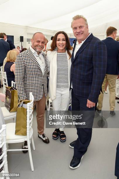 Sergio Momo, Patricia Heaton and David Hunt attend the Xerjoff Royal Charity Polo Cup 2018 on July 14, 2018 in Newbury, England.