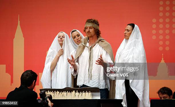 Czechic artists perform at the Czech Pavilion during the 'Czech Pavilion Day' on May 17, 2010 at the Expo Garden in Shanghai of China. Under the...