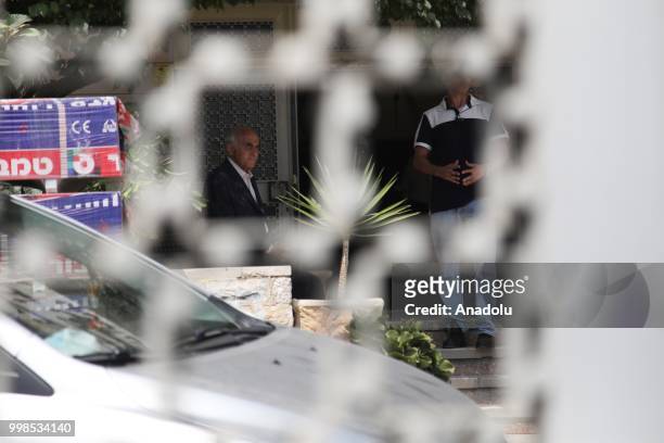 Palestinian businessman Munib al-Masri is detained by Israeli police upon his arrival to attend a symposium to evaluate the status of Islamic...