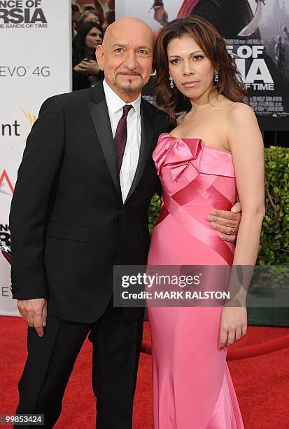 Sir Ben Kingsley and actress Daniela Lavender pose on the red carpet as they arrive for the premiere of "Prince of Persia: The Sands of Time" at...