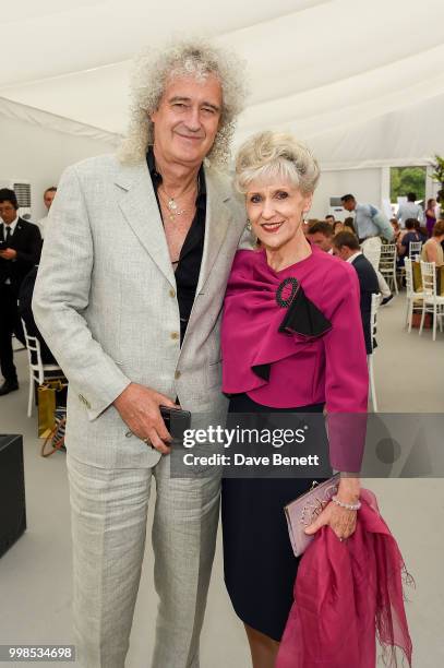 Brian May and Anita Dobson attend the Xerjoff Royal Charity Polo Cup 2018 on July 14, 2018 in Newbury, England.