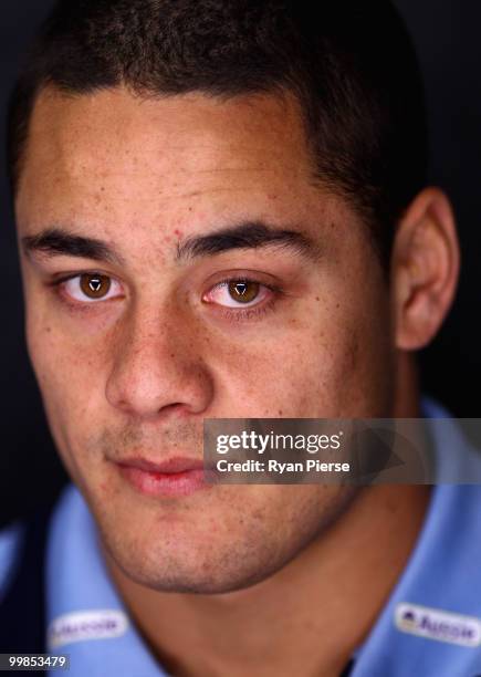 Jarryd Hayne of the NSW Blues poses during the NSW Blues Media Call and team photo session at ANZ Stadium on May 18, 2010 in Sydney, Australia.