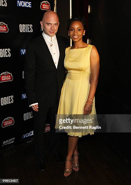 Actor Michael Cerveris and Anika Noni Rose attend the 55th Annual OBIE awards at Webster Hall on May 17, 2010 in New York City.