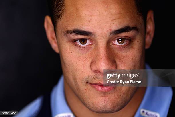 Jarryd Hayne of the NSW Blues poses during the NSW Blues Media Call and team photo session at ANZ Stadium on May 18, 2010 in Sydney, Australia.