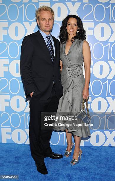 Jason Clarke and Jennifer Beals attend the 2010 FOX UpFront after party at Wollman Rink, Central Park on May 17, 2010 in New York City.