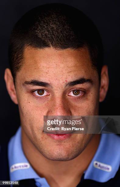 Jarryd Hayne of the NSW Blues poses during the NSW Blues Media Call and team photo session at ANZ Stadium on May 18, 2010 in Sydney, Australia.