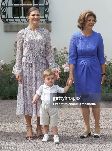 Crown Princess Victoria of Sweden, Prince Oscar of Sweden and Queen Silvia of Sweden during the occasion of The Crown Princess Victoria of Sweden's...