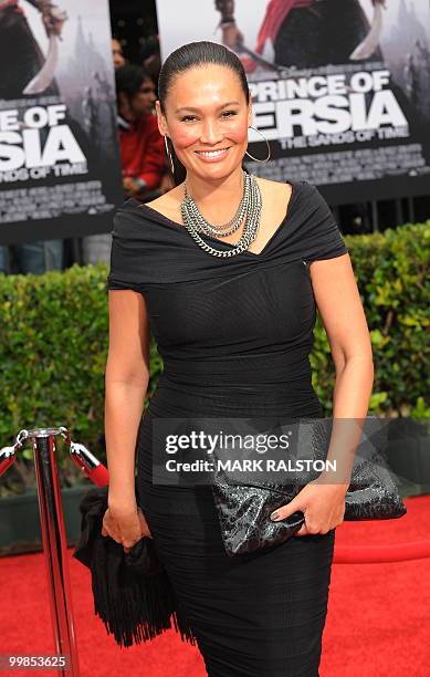 Actress Tia Carrere poses on the red carpet as she arrives for the premiere of "Prince of Persia: The Sands of Time" at Grauman's Chinese Theater in...