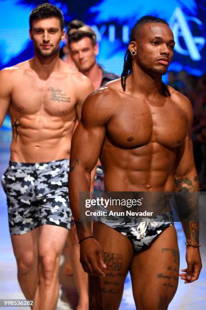 Model/Actor Seth Holbrook walks the runway for HOUSE OF BYFIELD at Miami Swim Week powered by Art Hearts Fashion Swim/Resort 2018/19 at Faena Forum...