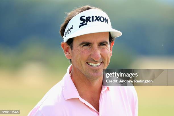 Gonzalo Fernandez-Castano of Spain practices on the range during day three of the Aberdeen Standard Investments Scottish Open at Gullane Golf Course...