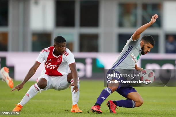 Luis Orejuela of Ajax, Zakaria Bakkali of Anderlecht during the Club Friendly match between Ajax v Anderlecht at the Olympisch Stadion on July 13,...