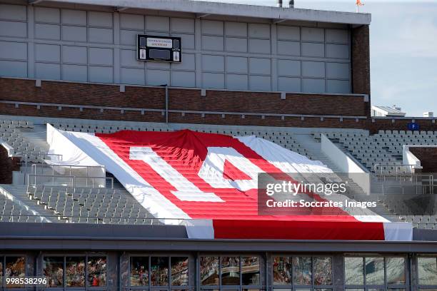 Banner for Johan Cruijff during the Club Friendly match between Ajax v Anderlecht at the Olympisch Stadion on July 13, 2018 in Amsterdam Netherlands