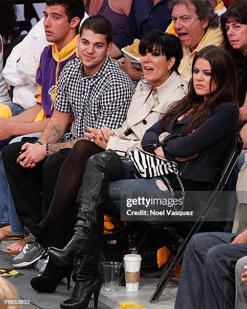 Robert Kardashian, Kris Jenner and Khloe Kardashian attend Game One of the Western Conference Finals between the Phoenix Suns and the Los Angeles...