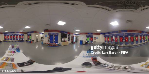 General view inside the England dressing room prior to during the 2018 FIFA World Cup Russia 3rd Place Playoff match between Belgium and England at...
