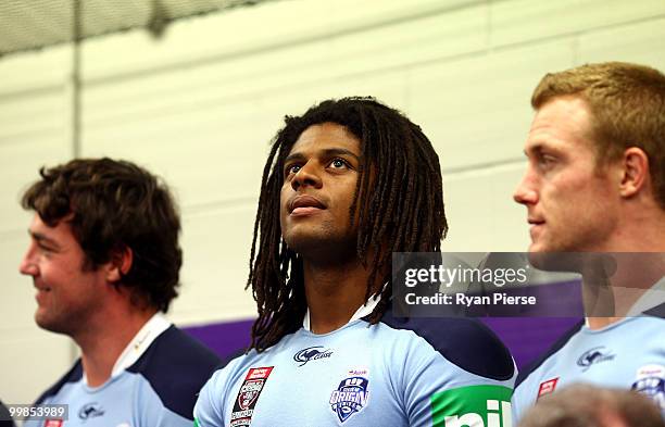 Jamal Idris of the NSW Blues looks on during the NSW Blues Media Call and team photo session at ANZ Stadium on May 18, 2010 in Sydney, Australia.