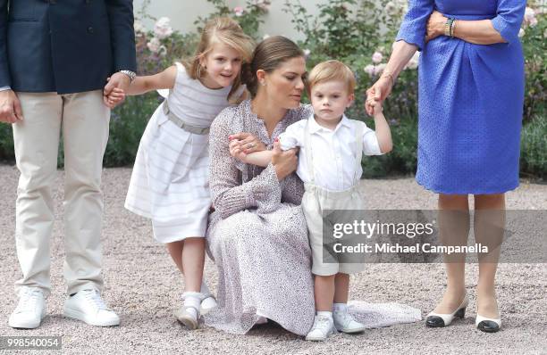 Princess Estelle of Sweden, Crown Princess Victoria of Sweden and Prince Oscar of Sweden during the occasion of The Crown Princess Victoria of...