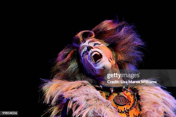 Performer John O'Hara plays the character Rum Tum Rugger on stage during a media preview for the musical CATS at the Lyric Theatre, Star City on May...