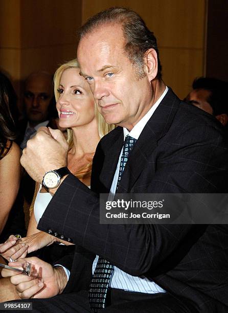 Model Camille Donatacci and husband, actor Kelsey Grammer attend Audemars Piguet and the Tony Awards' "Time To Give" auction at the Four Seasons...