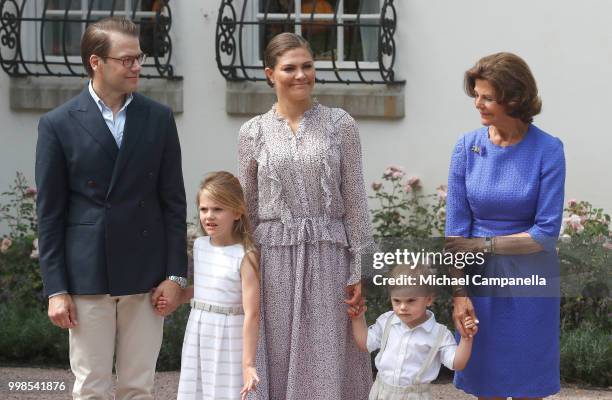 Prince Daniel of Sweden, Princess Estelle of Sweden, Crown Princess Victoria of Sweden, Prince Oscar of Sweden and Queen Silvia of Sweden during the...