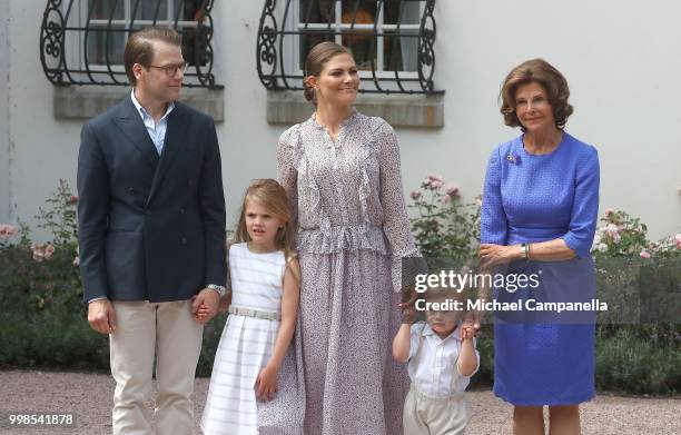 Prince Daniel of Sweden, Princess Estelle of Sweden, Crown Princess Victoria of Sweden, Prince Oscar of Sweden and Queen Silvia of Sweden during the...