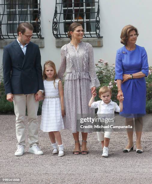 Prince Daniel of Sweden, Princess Estelle of Sweden, Crown Princess Victoria of Sweden, Prince Oscar of Sweden and Queen Silvia of Sweden during the...