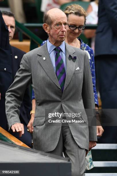 Prince Edward, Duke of Kent attends day twelve of the Wimbledon Lawn Tennis Championships at All England Lawn Tennis and Croquet Club on July 14,...