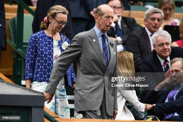 Prince Edward, Duke of Kent attends day twelve of the Wimbledon Lawn Tennis Championships at All England Lawn Tennis and Croquet Club on July 14,...