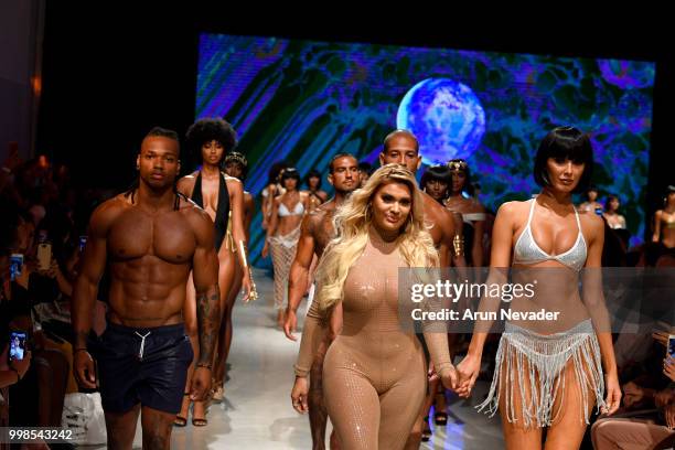 Designer Andrea Gaviria and models walk the runway for OMG Miami Swimwear at Miami Swim Week powered by Art Hearts Fashion Swim/Resort 2018/19 at...