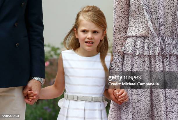 Princess Estelle of Sweden during the occasion of The Crown Princess Victoria of Sweden's 41st birthday celebrations at Solliden Palace on July 14,...