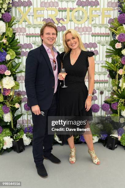 Conrad Baker and Emma Noble attend the Xerjoff Royal Charity Polo Cup 2018 on July 14, 2018 in Newbury, England.