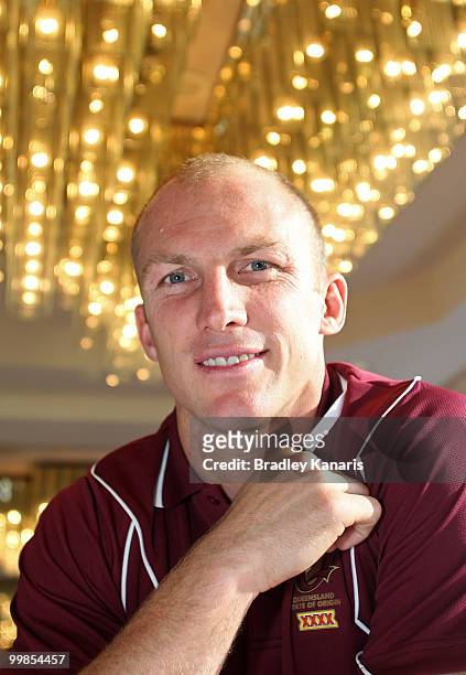 Darren Lockyer poses for a photo at the media call following the Queensland Maroons State of Origin I team announcement at the Sofitel Hotel on May...