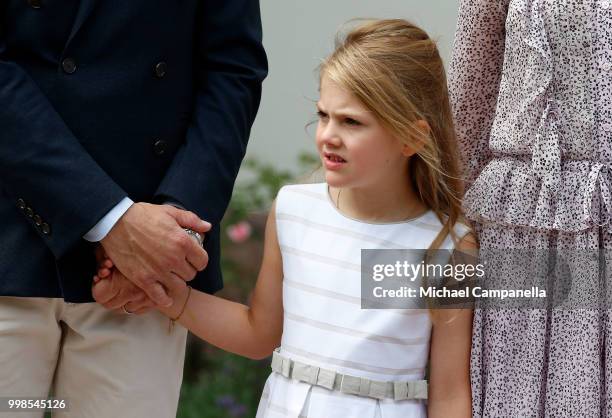 Princess Estelle of Sweden during the occasion of The Crown Princess Victoria of Sweden's 41st birthday celebrations at Solliden Palace on July 14,...