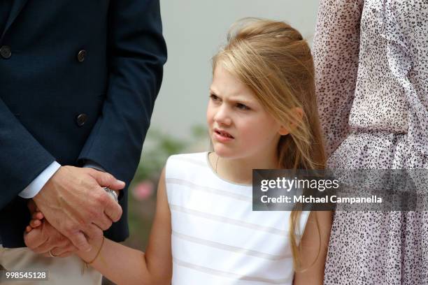 Princess Estelle of Sweden during the occasion of The Crown Princess Victoria of Sweden's 41st birthday celebrations at Solliden Palace on July 14,...